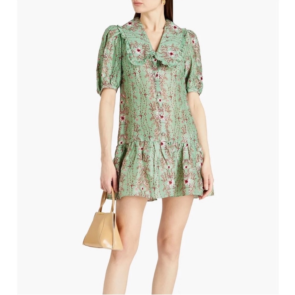 Sandro Mint Green Floral Mini Dress